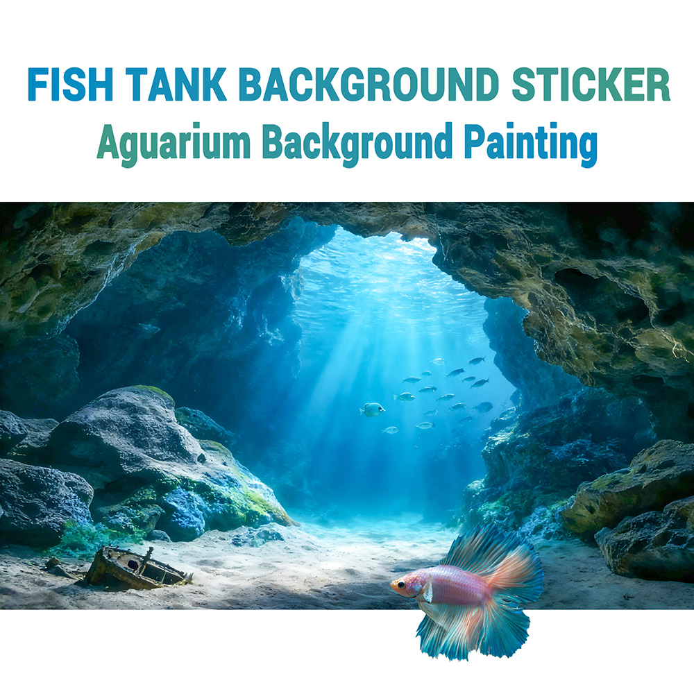 Marine Aquarium Glue - Diepzeeblaauw gat, achtergrondafbeelding voor aquarium, sticker