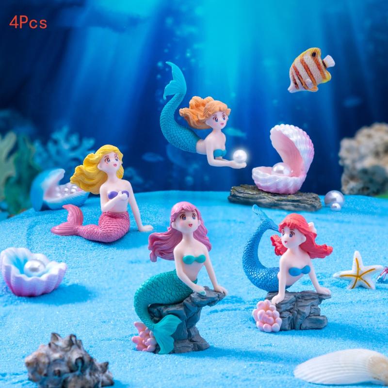 Marine Aquarium Hobby - 4 stuks plastic aquarium kleine zeemeermin