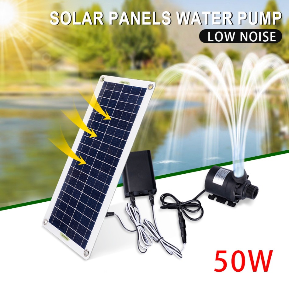 Marine Aquarium Equipment - 50W Zonne-energie Waterpomp Set Geluidsarme DC